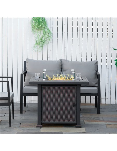 Outsunny Square Propane Gas Fire Pit Table, Black 842-252V01SR - pic 41629 | FastDaddyshop