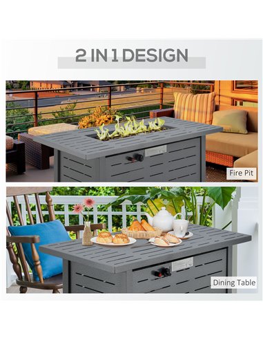 Outsunny Propane Gas Fire Pit Table, 50000BTU Smokeless Firepit, Black 842-271V70BK