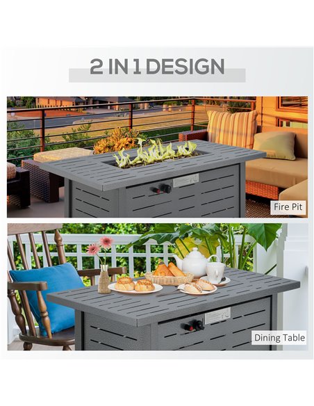 Outsunny Propane Gas Fire Pit Table, 50000BTU Smokeless Firepit, Black 842-271V70BK - pic 41640 | FastDaddyshop
