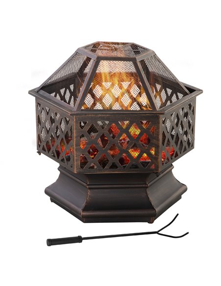 Outsunny Outdoor Fire Pit with Screen Cover, Bronze 842-225 - pic 41646 | FastDaddyshop