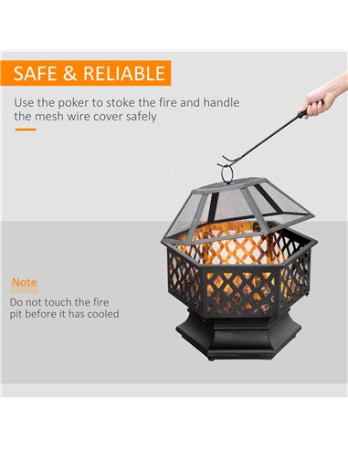 Outsunny Outdoor Fire Pit with Screen Cover, Portable Wood Burning Firebowl with Poker for Patio, Backyard, Bronze 842-225