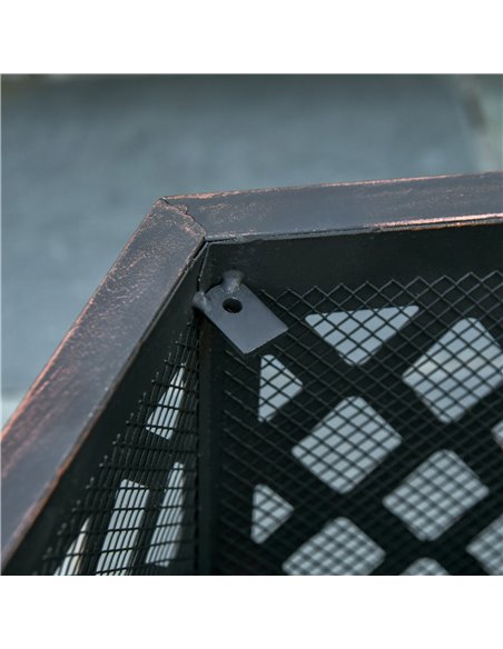 Outsunny Outdoor Fire Pit with Screen Cover, Portable Wood Burning Firebowl with Poker for Patio, Backyard, Bronze 842-225 - pic 41653 | FastDaddyshop