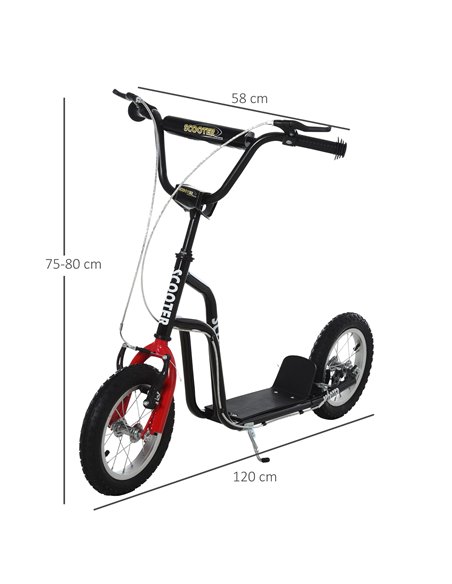 HOMCOM Kids Steel Height Adjustable Kick Scooter Black/Red - pic 4166 | FastDaddyshop