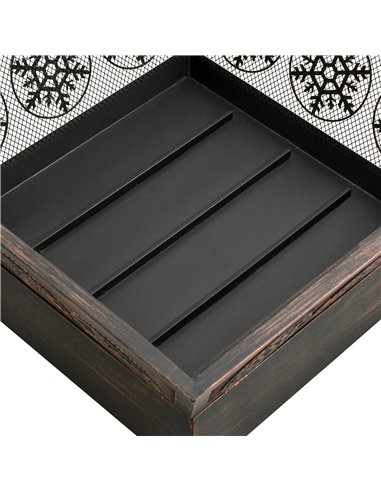 Outsunny Outdoor Fire Pit, Metal Square Firepit Bowl with Spark Screen, Poker for Patio, BBQ, Camping, 61 x 61 x 52cm, Black 842