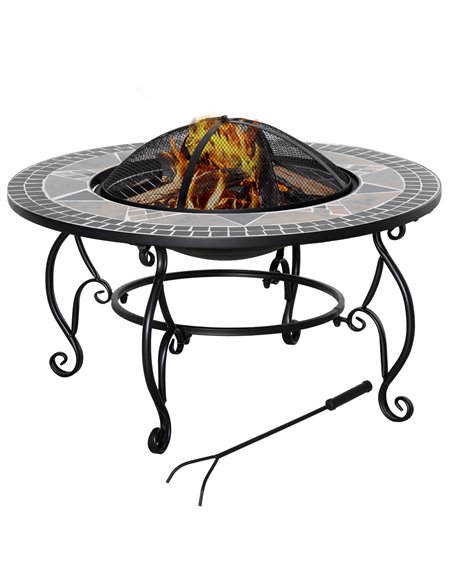 Outsunny 2-in-1 Outdoor Fire Pit with Cooking BBQ Grill, Black 842-216 - pic 41664 | FastDaddyshop