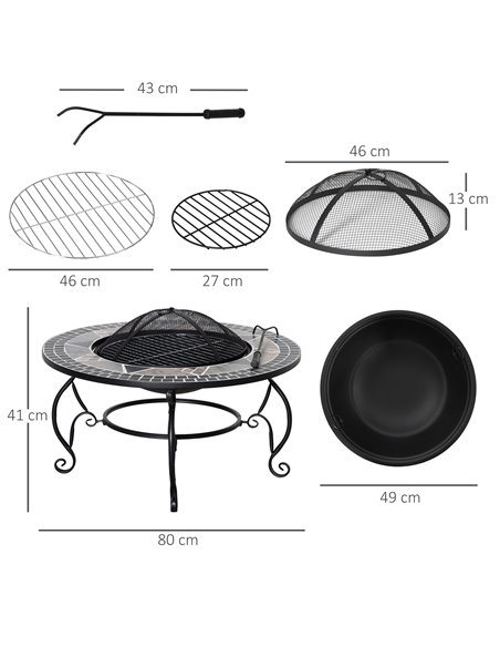 Outsunny 2-in-1 Outdoor Fire Pit with Cooking BBQ Grill, Black 842-216 - pic 41666 | FastDaddyshop