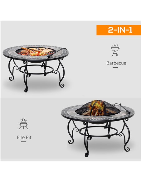 Outsunny 2-in-1 Outdoor Fire Pit with Cooking BBQ Grill, Black 842-216 - pic 41667 | FastDaddyshop