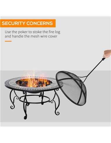 Outsunny 2-in-1 Outdoor Fire Pit with Cooking BBQ Grill, Black 842-216