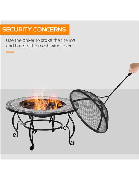 Outsunny 2-in-1 Outdoor Fire Pit with Cooking BBQ Grill, Black 842-216 - pic 41668 | FastDaddyshop