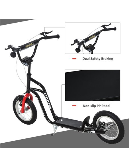HOMCOM Kids Steel Height Adjustable Kick Scooter Black/Red - pic 4167 | FastDaddyshop