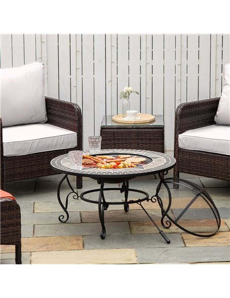 Outsunny 2-in-1 Outdoor Fire Pit, Patio Heater with Cooking BBQ Grill, Firepit Bowl with Spark Screen Cover, Fire Poker for Back - pic 41670 | FastDaddyshop