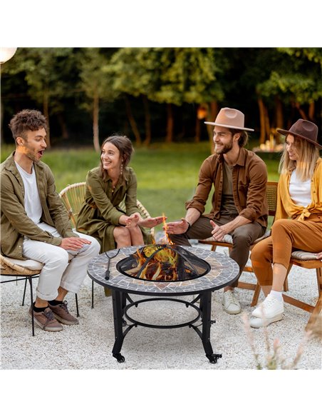 Outsunny 2-in-1 Outdoor Fire Pit on Wheels, Patio Heater, Black 842-218 - pic 41674 | FastDaddyshop
