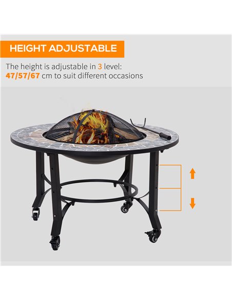 Outsunny 2-in-1 Outdoor Fire Pit on Wheels, Patio Heater, Black 842-218 - pic 41677 | FastDaddyshop