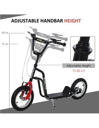HOMCOM Kids Steel Height Adjustable Kick Scooter Black/Red