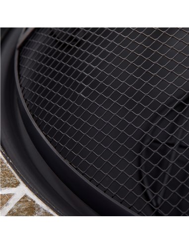 Outsunny 2-in-1 Outdoor Fire Pit on Wheels, Patio Heater with Cooking BBQ Grill, Firepit Bowl with Screen Cover, Fire Poker for 