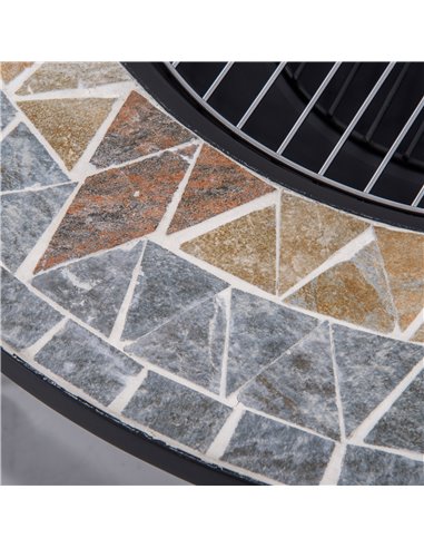 Outsunny 2-in-1 Outdoor Fire Pit on Wheels, Patio Heater with Cooking BBQ Grill, Firepit Bowl with Screen Cover, Fire Poker for 
