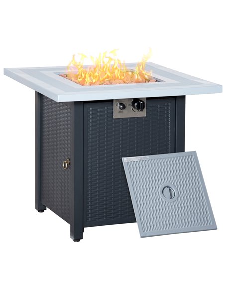 Outsunny Square Propane Gas Fire Pit Table, Black 842-253 - pic 41682 | FastDaddyshop