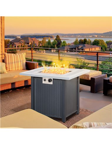 Outsunny Square Propane Gas Fire Pit Table, Black 842-253