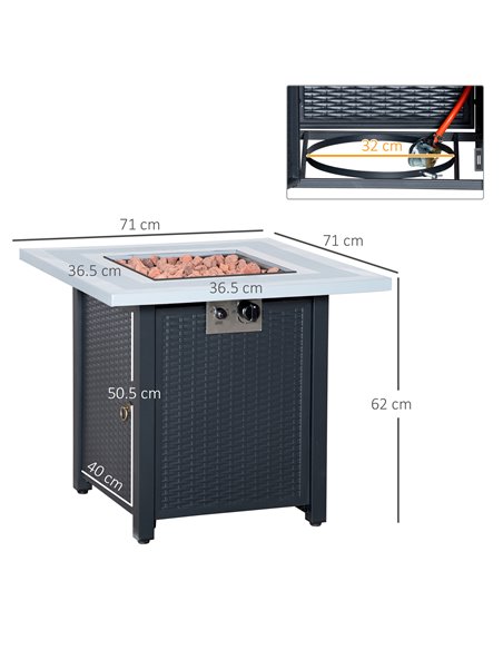 Outsunny Square Propane Gas Fire Pit Table, Black 842-253 - pic 41684 | FastDaddyshop