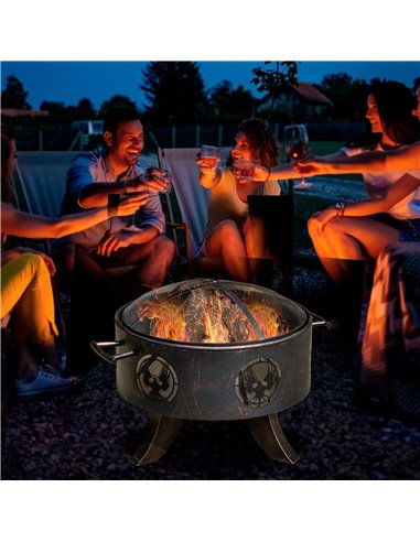 Outsunny Outdoor Fire Pit Patio Heater Charcoal Log Wood Burner, Bronze Tone 842-254
