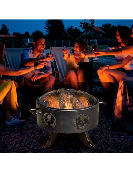 Outsunny Outdoor Fire Pit Patio Heater Charcoal Log Wood Burner, Bronze Tone 842-254 - pic 41692 | FastDaddyshop
