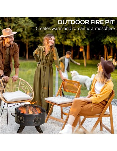 Outsunny Outdoor Fire Pit Patio Heater Charcoal Log Wood Burner, Bronze Tone 842-254