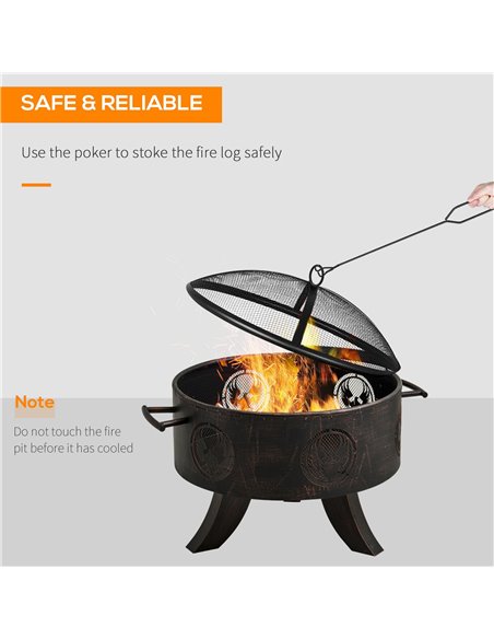 Outsunny Outdoor Fire Pit Patio Heater Charcoal Log Wood Burner, Bronze Tone 842-254 - pic 41695 | FastDaddyshop