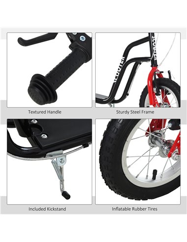 HOMCOM Kids Steel Height Adjustable Kick Scooter Black/Red