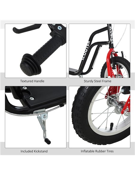 HOMCOM Kids Steel Height Adjustable Kick Scooter Black/Red - pic 4170 | FastDaddyshop