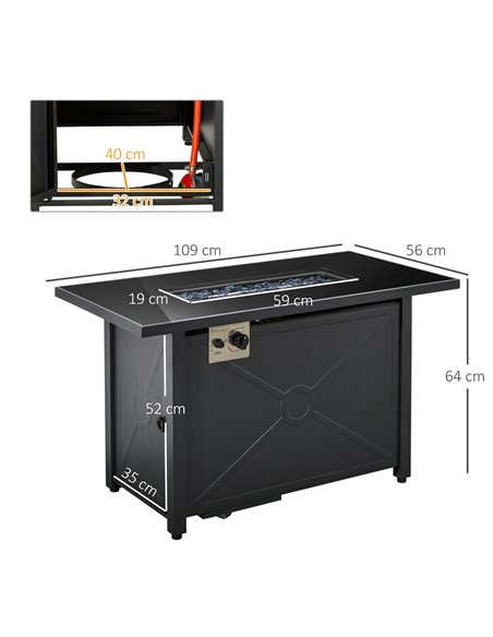 Outsunny Propane Gas Fire Pit Table, Patio Heater, Black 842-261V70 - pic 41702 | FastDaddyshop