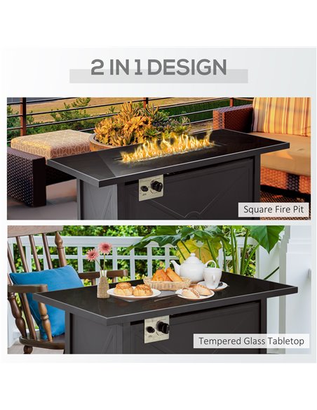 Outsunny Propane Gas Fire Pit Table, Patio Heater, Black 842-261V70 - pic 41703 | FastDaddyshop