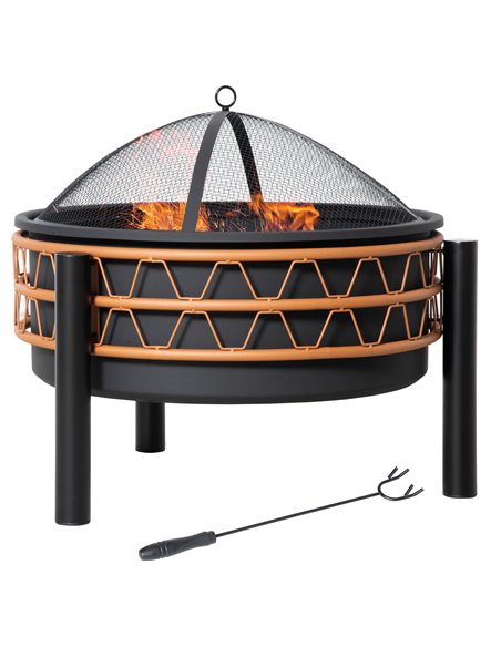 Outsunny Outdoor Fire Pit, Metal Round Firepit Bowl, Black 842-267 - pic 41709 | FastDaddyshop