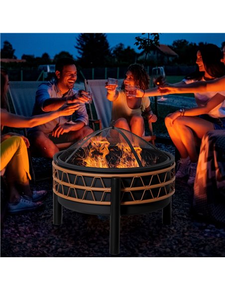 Outsunny Outdoor Fire Pit, Metal Round Firepit Bowl, Black 842-267 - pic 41710 | FastDaddyshop
