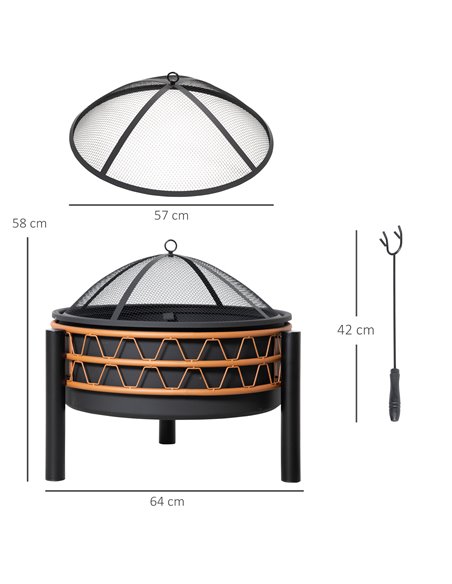 Outsunny Outdoor Fire Pit, Metal Round Firepit Bowl, Black 842-267 - pic 41711 | FastDaddyshop