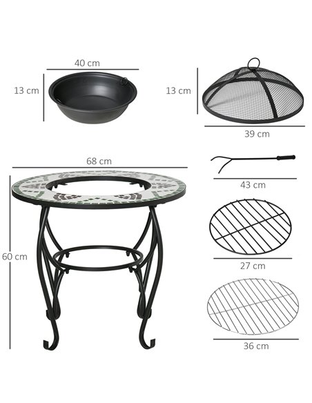 Outsunny 3-in-1 Outdoor Fire Pit, Garden Table with Cooking BBQ Grill, Black 842-219 - pic 41720 | FastDaddyshop