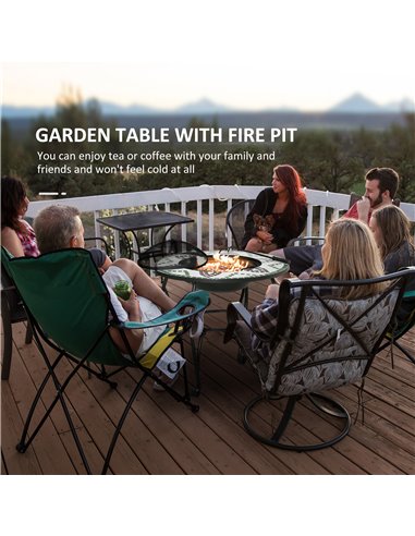Outsunny 3-in-1 Outdoor Fire Pit, Garden Table with Cooking BBQ Grill, Black 842-219