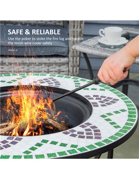 Outsunny 3-in-1 Outdoor Fire Pit, Garden Table with Cooking BBQ Grill, Firepit Bowl with Spark Screen Cover, Fire Poker for Back - pic 41723 | FastDaddyshop
