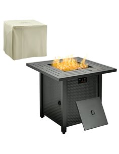 Outsunny Square Propane Gas Fire Pit Table, Black 842-260V70