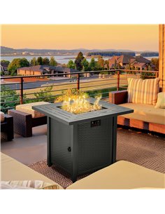 Outsunny Square Propane Gas Fire Pit Table, Black 842-260V70 2