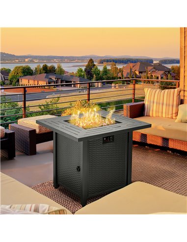 Outsunny Square Propane Gas Fire Pit Table, Black 842-260V70
