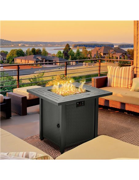 Outsunny Square Propane Gas Fire Pit Table, Black 842-260V70 - pic 41728 | FastDaddyshop