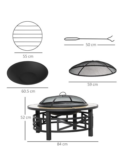 Outsunny Metal Large Fire Pit, Outdoor Firepit Bowl with Grill, Black 842-229 - pic 41738 | FastDaddyshop