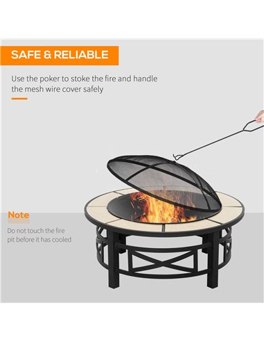 Outsunny Metal Large Fire Pit, Outdoor Firepit Bowl with Grill, Black 842-229