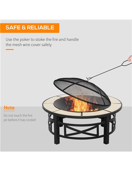 Outsunny Metal Large Fire Pit, Outdoor Firepit Bowl with Grill, Black 842-229 - pic 41740 | FastDaddyshop