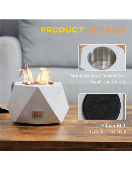 HOMCOM Tabletop Fire Pit, Indoor Fireplace 15cm Table Top Fire Pit Bowl, Alcohol Fueled Concrete Firepit, Angular Mini Fire Bowl - pic 41750 | FastDaddyshop