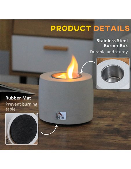 HOMCOM Tabletop Fire Pit, Indoor Fire Pit 12.5cm Table Top FirePit Bowl, Alcohol Fueled Concrete Firepit, Cylindrical Mini FireP - pic 41759 | FastDaddyshop