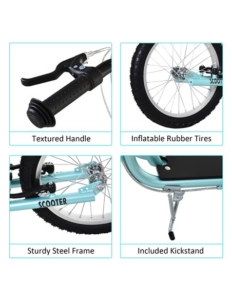 HOMCOM Kids Steel Frame Adjustable Kick Scooter Blue - pic 4176 | FastDaddyshop