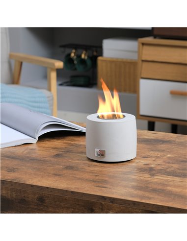 HOMCOM Tabletop Fire Pit, Indoor Fire Pit 12.5cm Table Top FirePit Bowl, Alcohol Fueled Concrete Firepit, Cylindrical Mini FireP