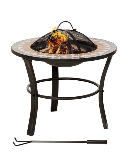 Outsunny 60cm Outdoor Fire Pit Table with Mosaic Outer, Black 842-248 - pic 41763 | FastDaddyshop