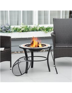 Outsunny 60cm Outdoor Fire Pit Table with Mosaic Outer, Black 842-248 2